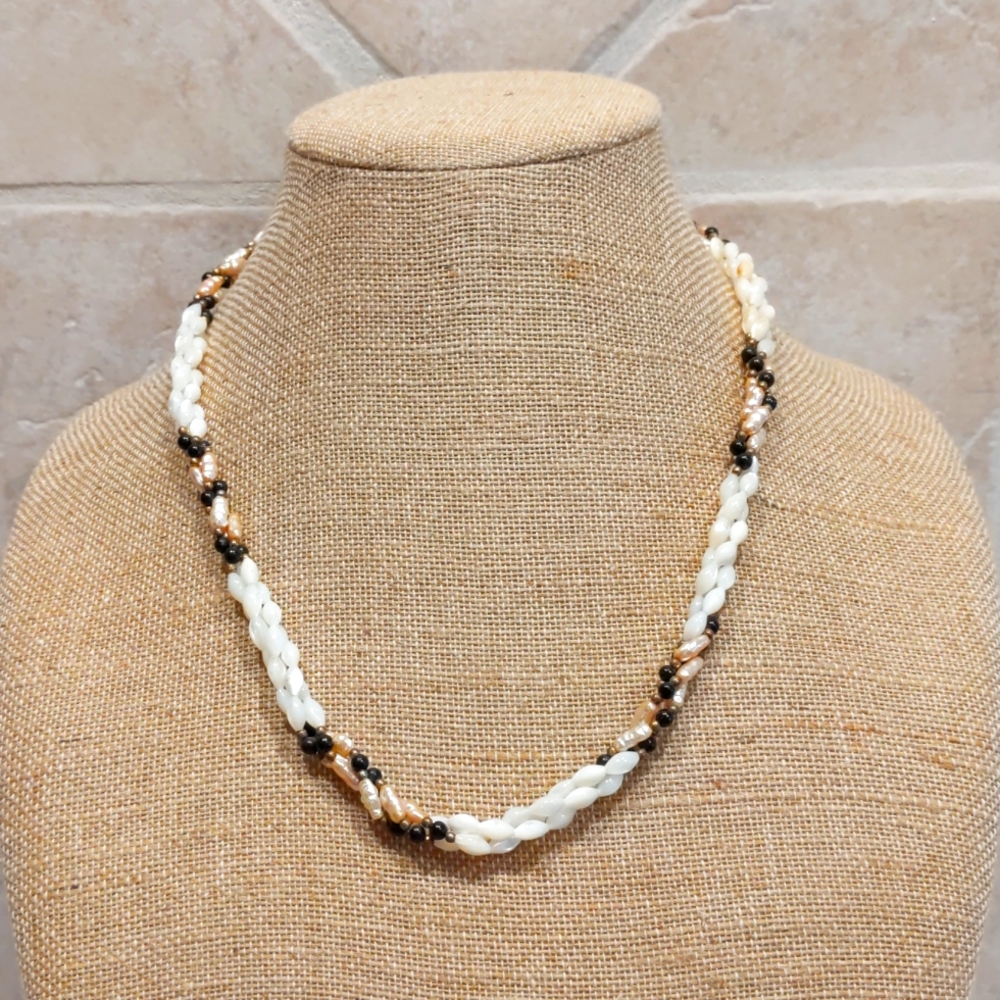 3 for $30 Braided Beaded 11" Pearl Fashion Jewelry Necklace